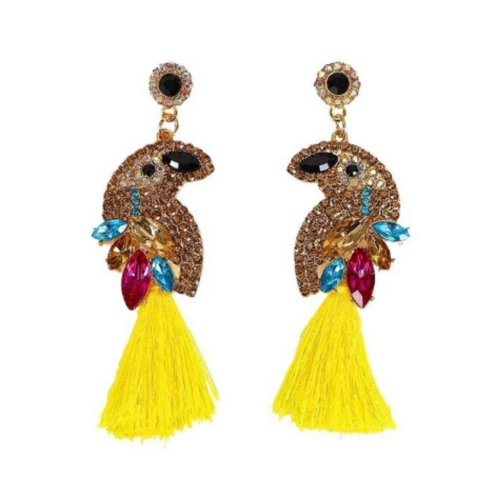 Festive and Fabulous Parrot Rhinestone Earrings